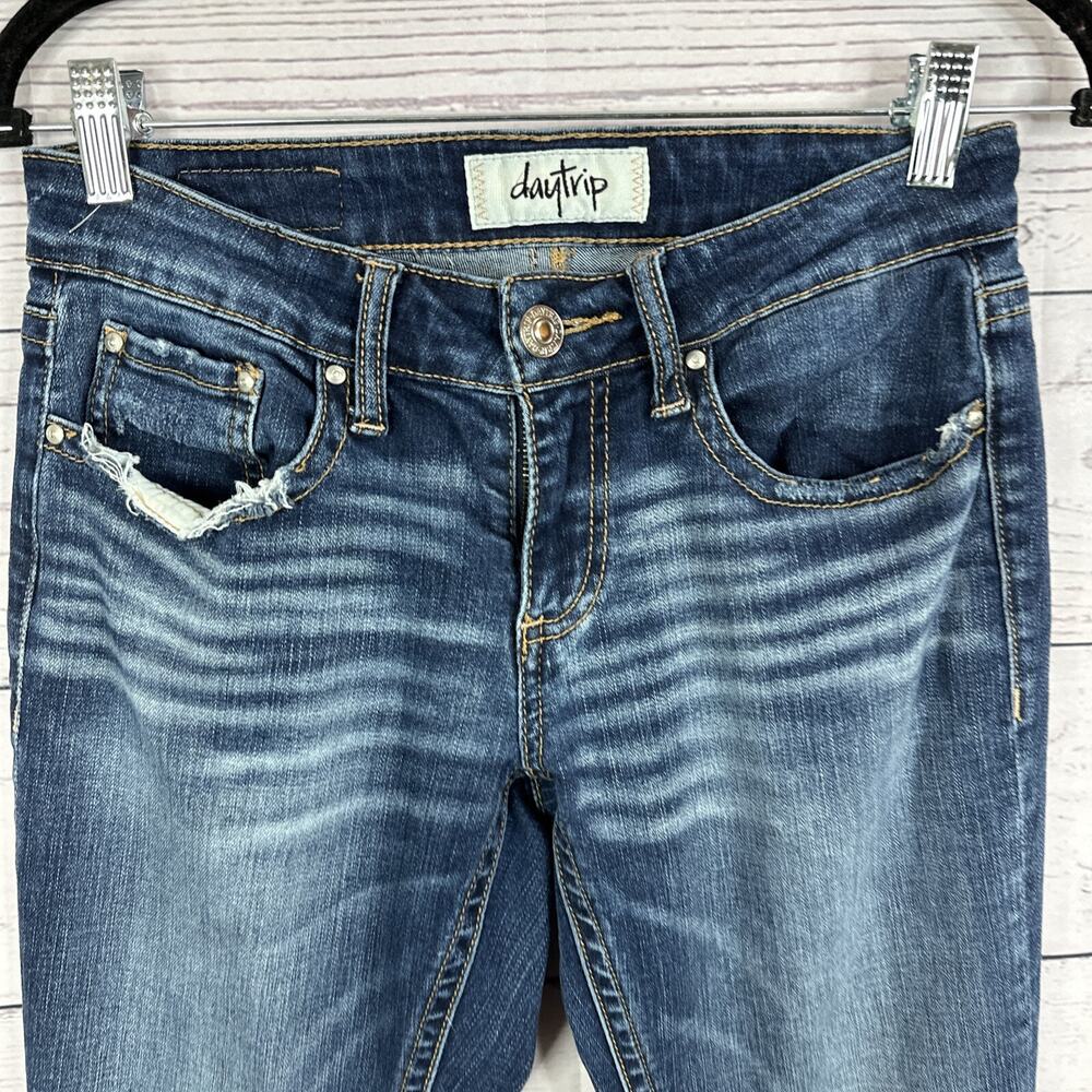 Daytrip Jeans Womens 25 Blue Lynx skinny Cropped Distressed Cowgirl‎ Western - Picture 4 of 16